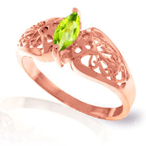 14K. SOLID GOLD FILIGREE RING WITH NATURAL PERIDOT (Rose Gold)